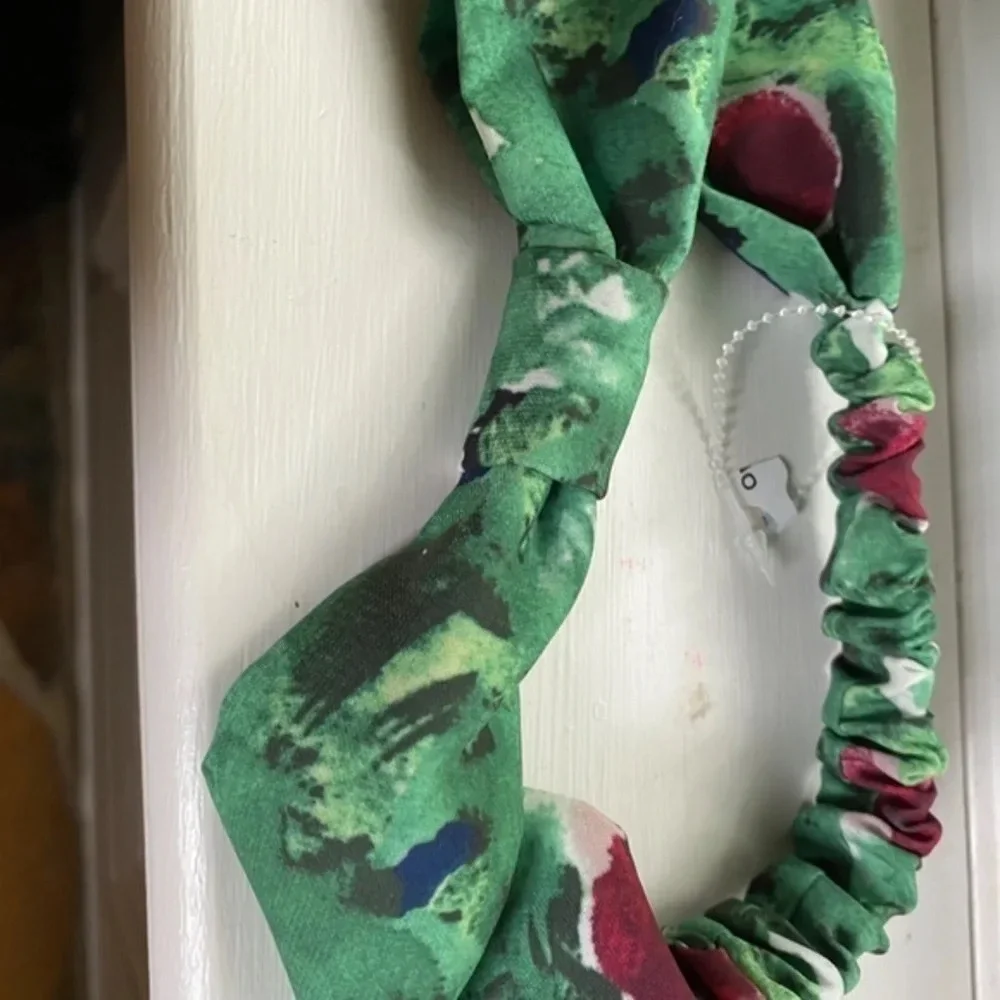 Anthropologie Green Floral Knotted Headband